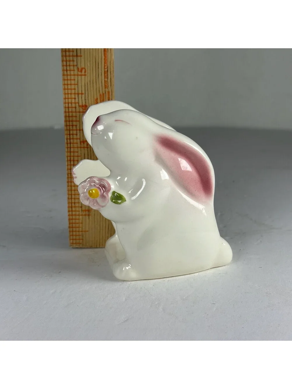 Vintage Ceramic Bunny Rabbit Napkin Holder Floral Design Made in Brazil S-12